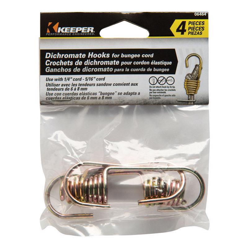 Keeper Gold Bungee Cord Hooks 1/4 in. L X 5/16 in. 4 pk