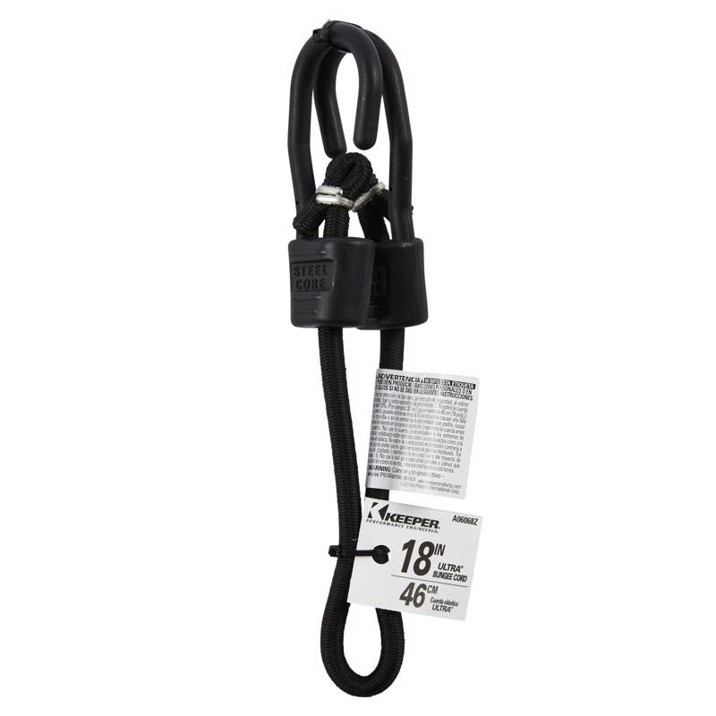 Keeper Black Bungee Cord 18 in. L X 0.315 in.