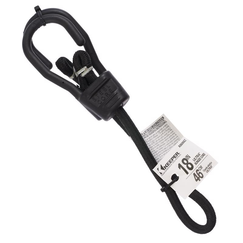 Keeper Black Bungee Cord 18 in. L X 0.315 in.