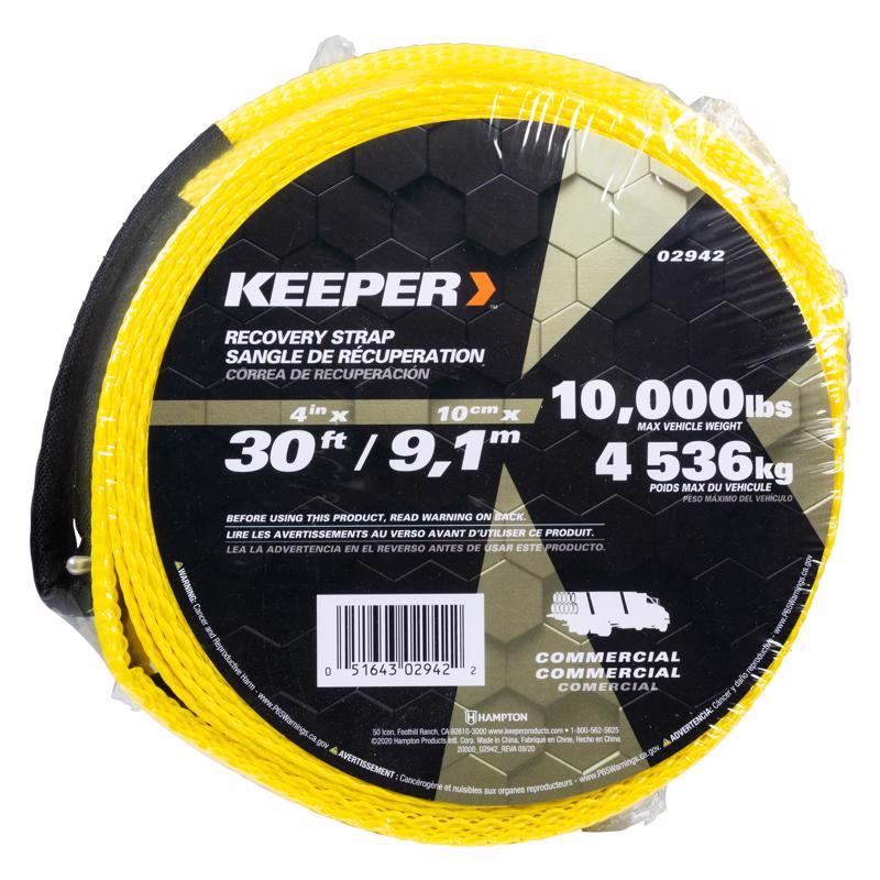 Keeper 4 in. W X 30 ft. L Yellow Vehicle Recovery Strap 10000 lb