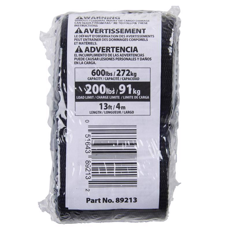 Keeper 1 in. W X 13 ft. L Black Lashing Strap 200 lb 2 pk