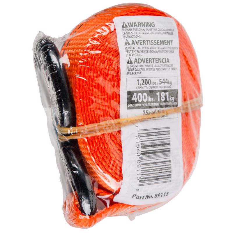 Keeper 1 in. W X 15 ft. L Orange Tie Down 400 lb