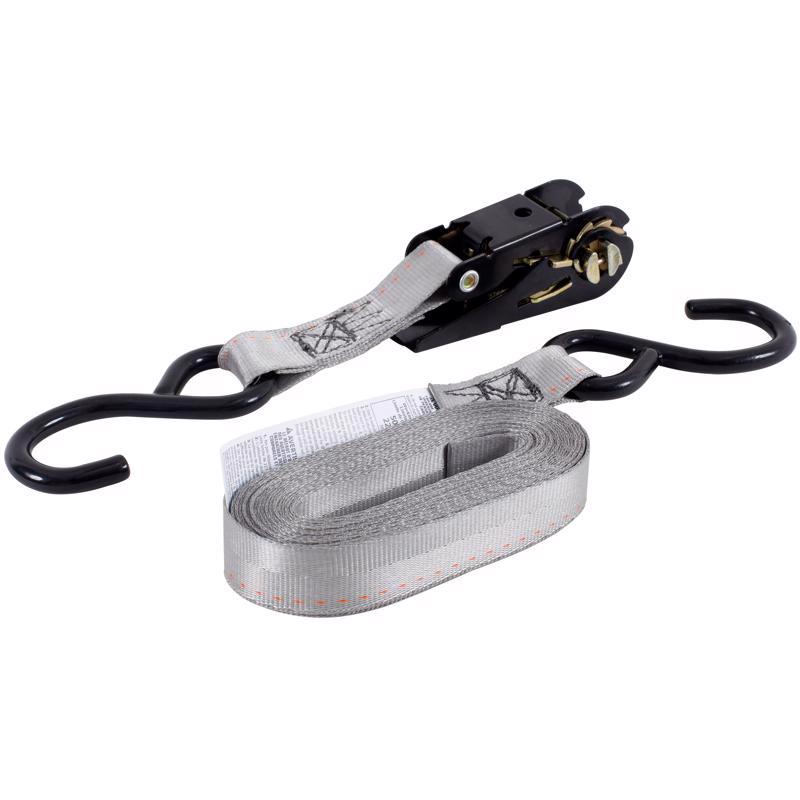 Keeper 1 in. W X 14 ft. L Gray Tie Down w/Ratchet 500 lb
