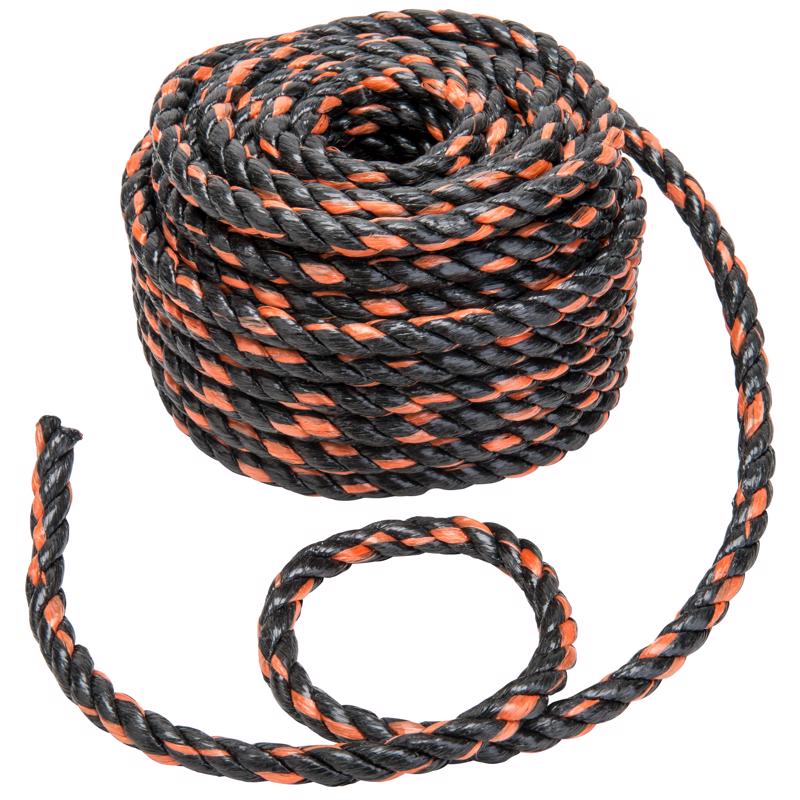 Keeper 3/8 in. W X 50 ft. L Black/Orange Truck Rope 244 lb