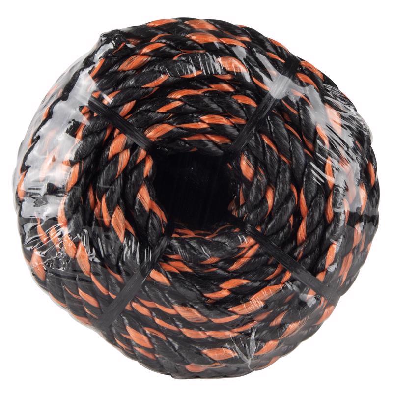 Keeper 3/8 in. W X 50 ft. L Black/Orange Truck Rope 244 lb