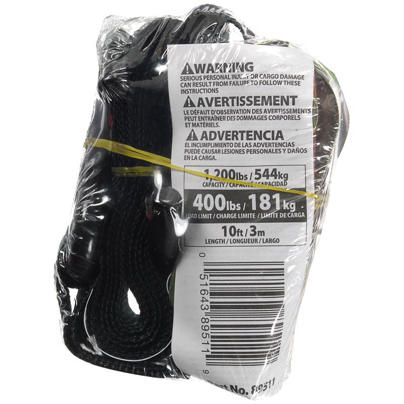 Keeper 1 in. W X 10 ft. L Black Tie Down w/Ratchet 400 lb