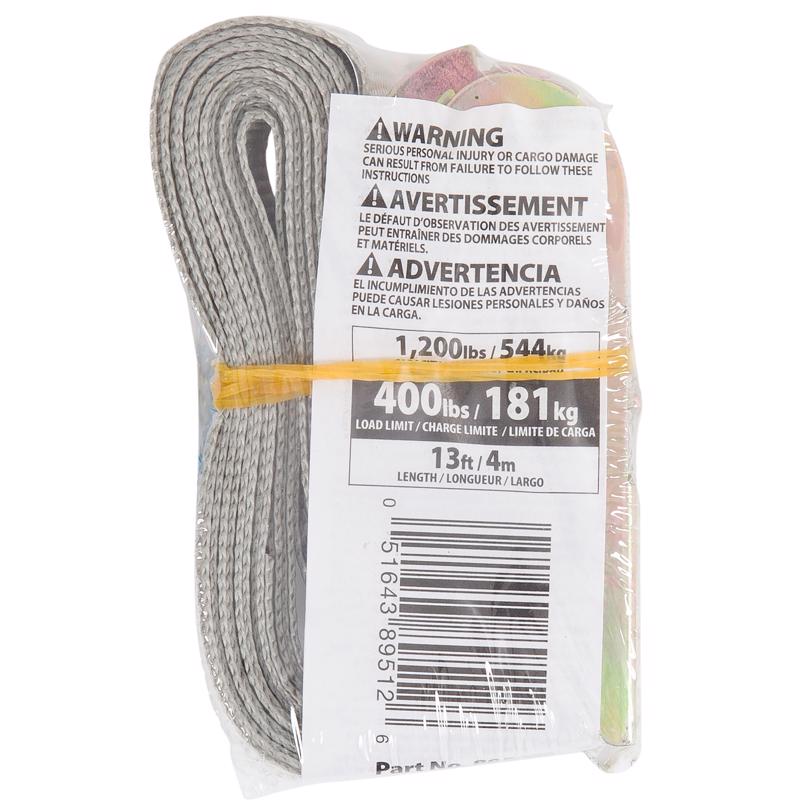 Keeper 1 in. W X 13 ft. L Gray Tie Down w/Ratchet 400 lb