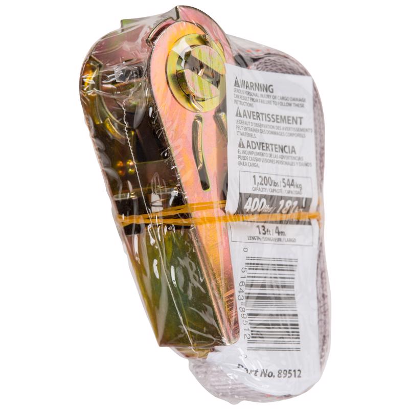 Keeper 1 in. W X 13 ft. L Gray Tie Down w/Ratchet 400 lb