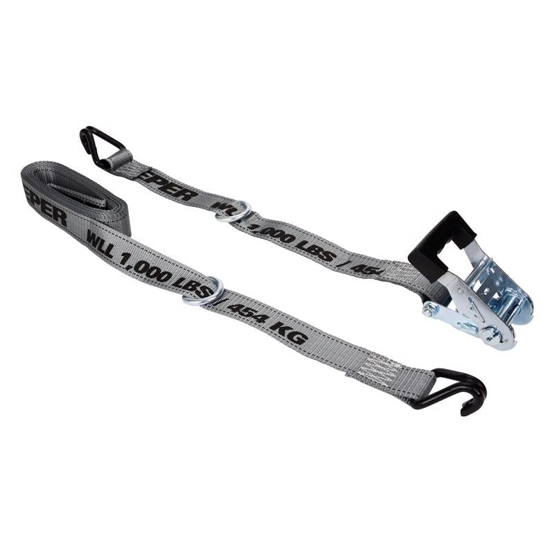 Keeper 1.5 in. W X 14 ft. L Gray Tie Down w/Ratchet 1000 lb