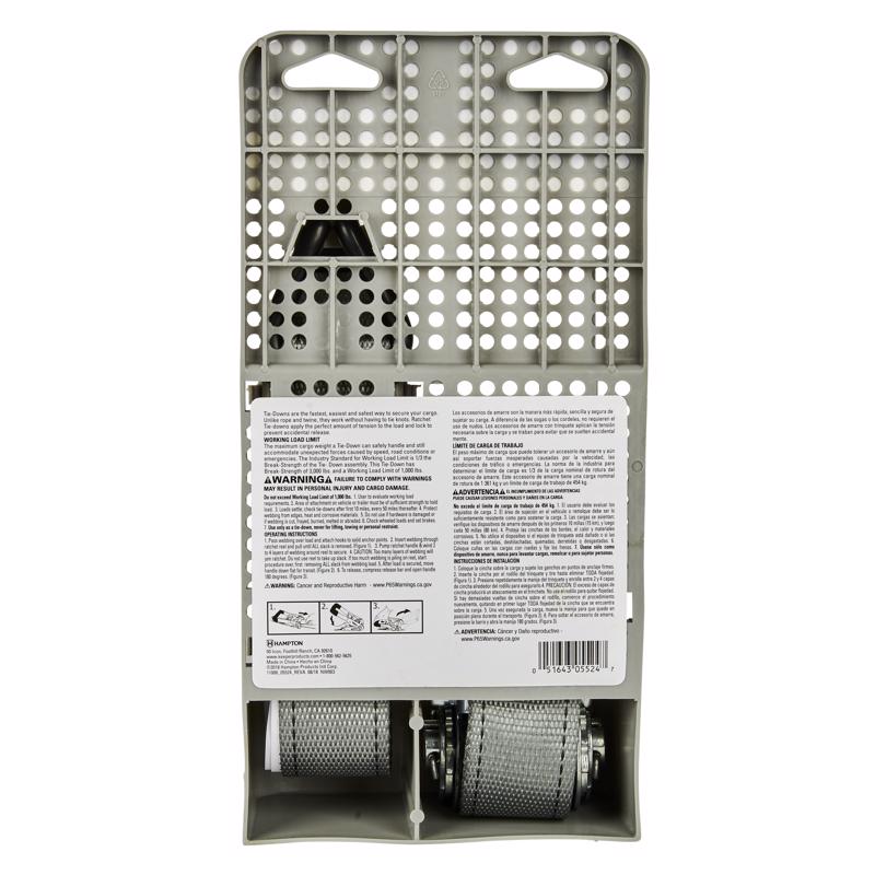 Keeper 1.5 in. W X 14 ft. L Gray Tie Down w/Ratchet 1000 lb