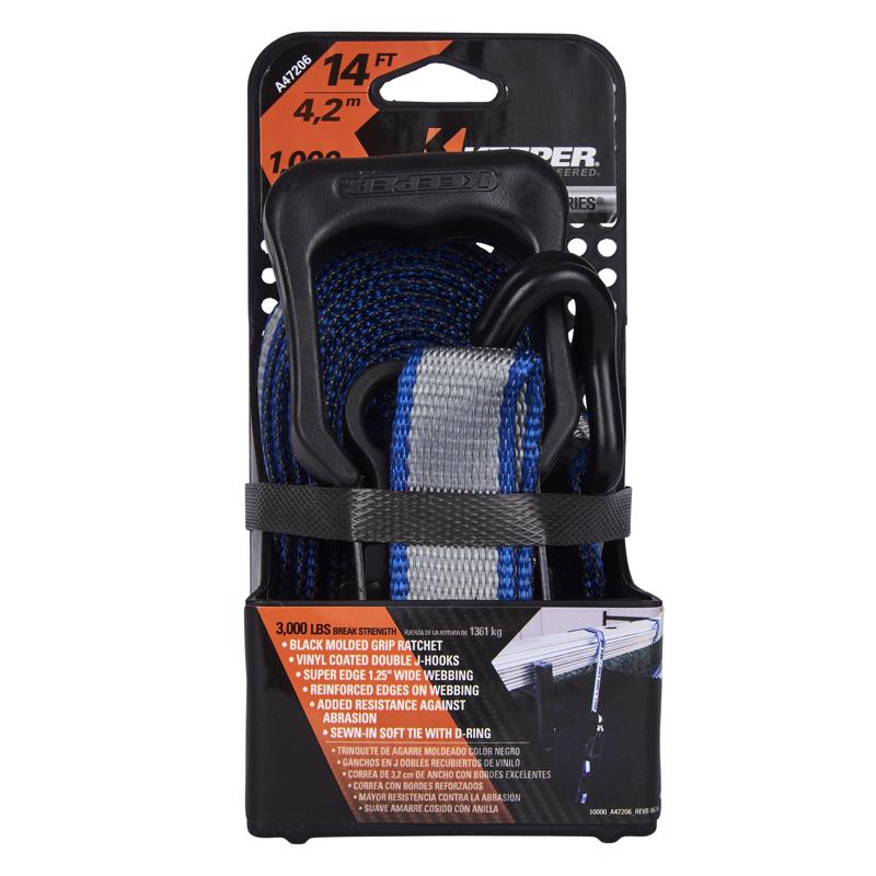 Keeper 1.25 in. W X 14 ft. L Gray Ratchet Tie Down Strap 1000 lb
