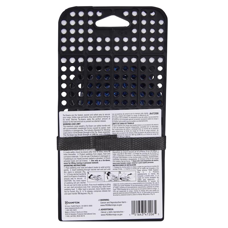 Keeper 1.25 in. W X 14 ft. L Gray Ratchet Tie Down Strap 1000 lb