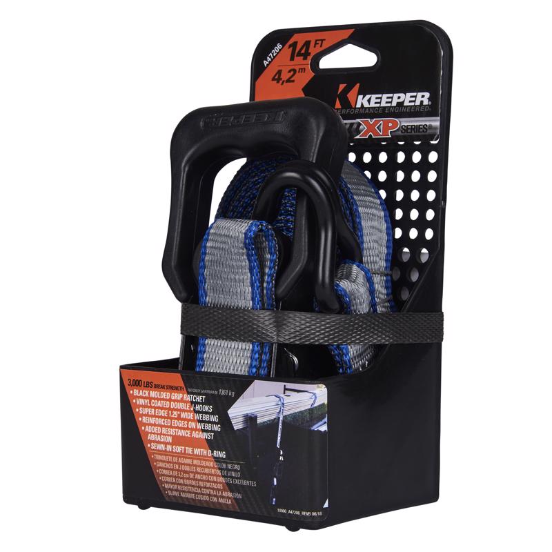Keeper 1.25 in. W X 14 ft. L Gray Ratchet Tie Down Strap 1000 lb