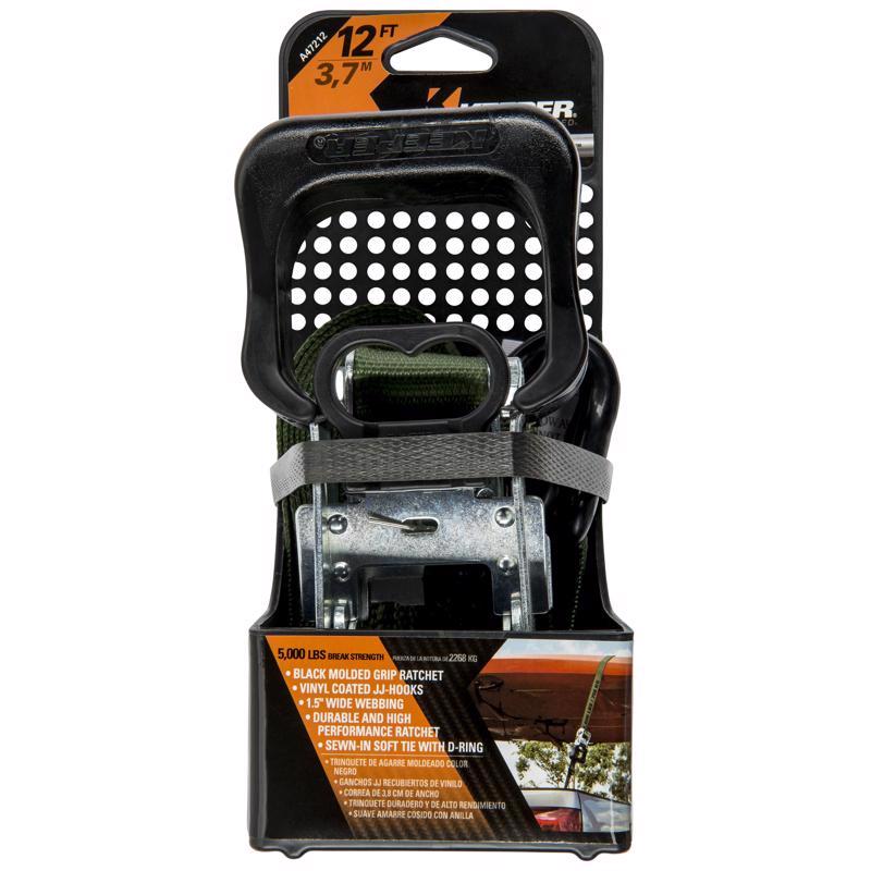 Keeper 1.5 in. W X 12 ft. L Forest Green Ratchet Tie Down Strap 1666 lb