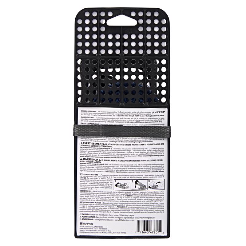 Keeper 1.5 in. W X 14 ft. L Gray Ratchet Tie Down Strap 1666 lb