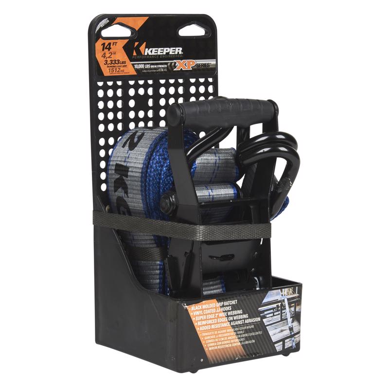 Keeper 2 in. W X 14 ft. L Gray Ratchet Tie Down Strap 3333 lb