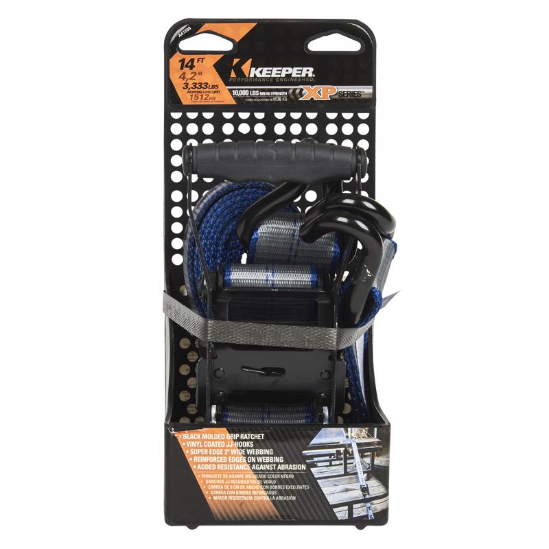 Keeper 2 in. W X 14 ft. L Gray Ratchet Tie Down Strap 3333 lb