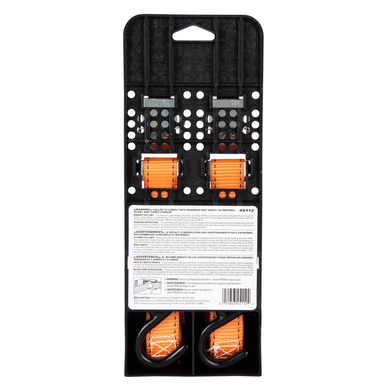 Keeper 1 in. W X 10 ft. L Orange Tie Down 300 lb 2 pk