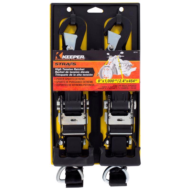 Keeper 1-1/4 in. W X 8 ft. L Black Tie Down Strap 1000 lb