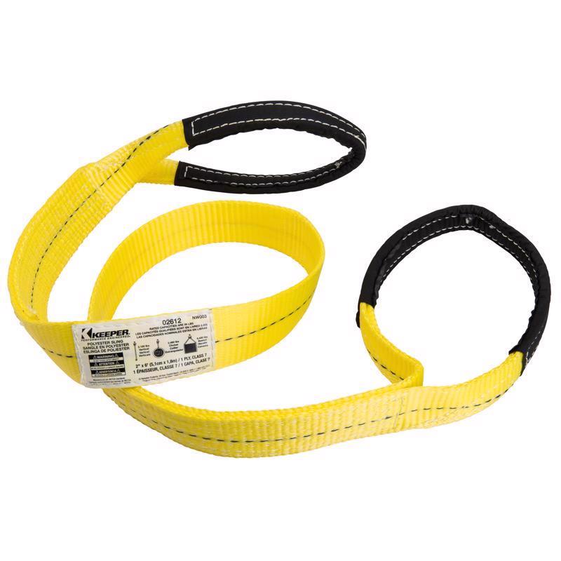 Keeper 2 in. W X 6 ft. L Black/Yellow Lifting Sling 6200 lb