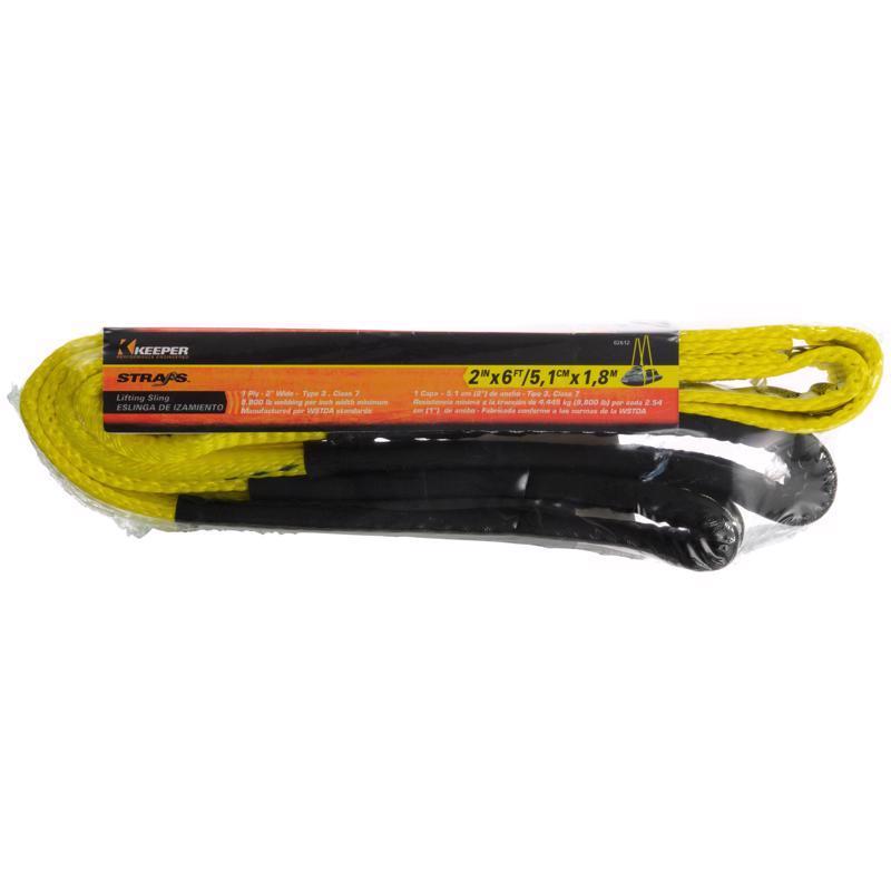 Keeper 2 in. W X 6 ft. L Black/Yellow Lifting Sling 6200 lb