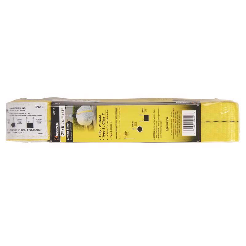 Keeper 2 in. W X 6 ft. L Black/Yellow Lifting Sling 6200 lb