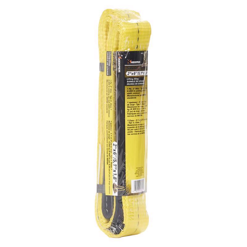 Keeper 2 in. W X 6 ft. L Black/Yellow Lifting Sling 6200 lb