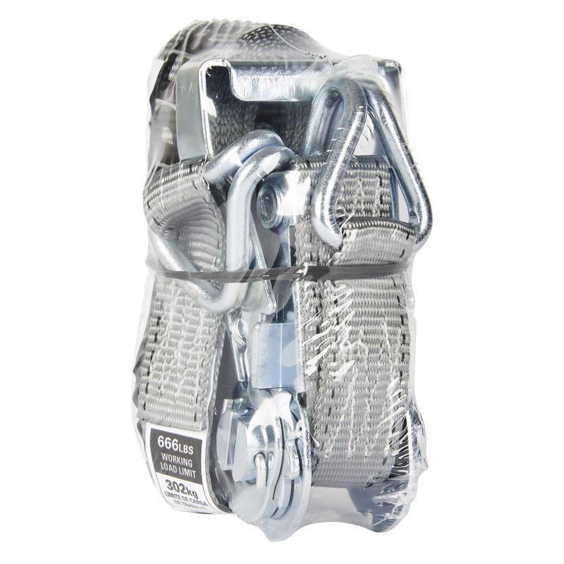 Keeper 1 in. W X 15 ft. L Gray Tie Down w/Ratchet 666 lb