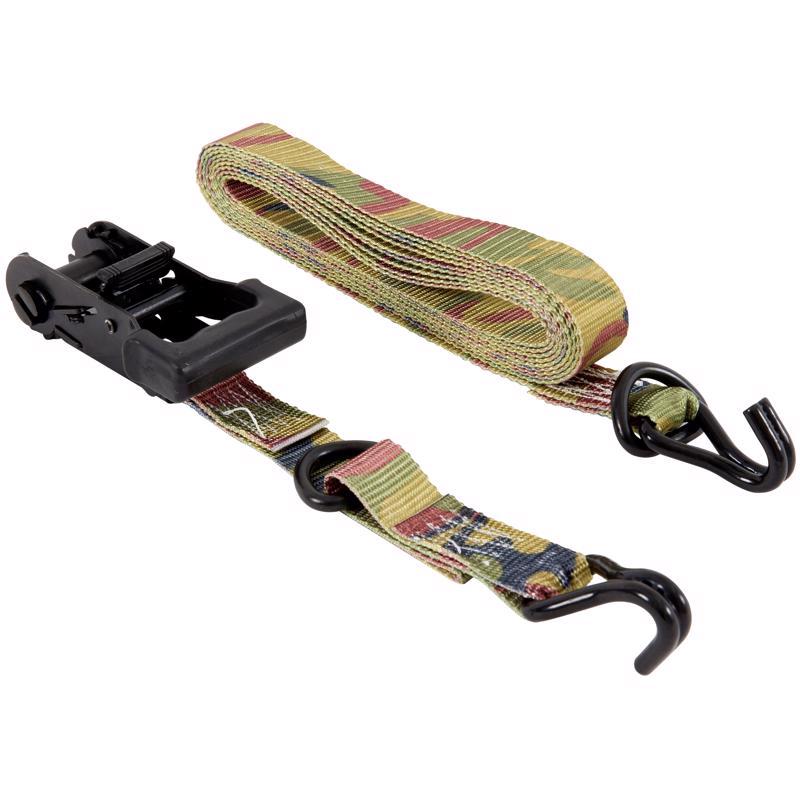 Keeper 1.25 in. W X 16 ft. L Camo Tie Down w/Ratchet 1000 lb 2 pk