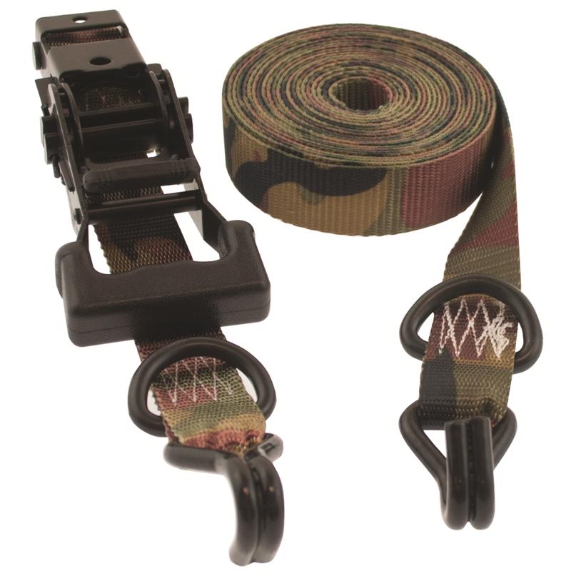 Keeper 1.25 in. W X 16 ft. L Camo Tie Down w/Ratchet 1000 lb 2 pk