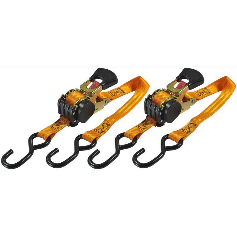 Keeper 1 in. W X 6 ft. L Orange Retractable Tie Down Strap 500 lb 2 pk