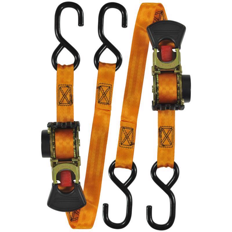 Keeper 1 in. W X 6 ft. L Orange Retractable Tie Down Strap 500 lb 2 pk