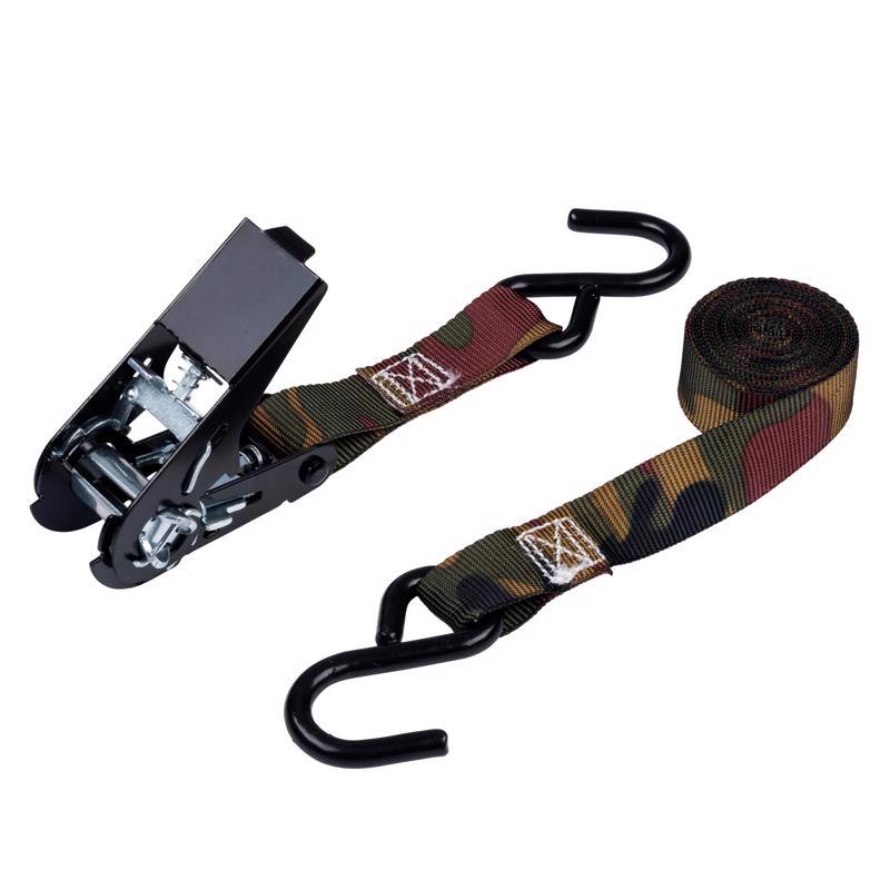 Keeper 1 in. W X 8 ft. L Camo Tie Down w/Ratchet 400 lb 4 pk