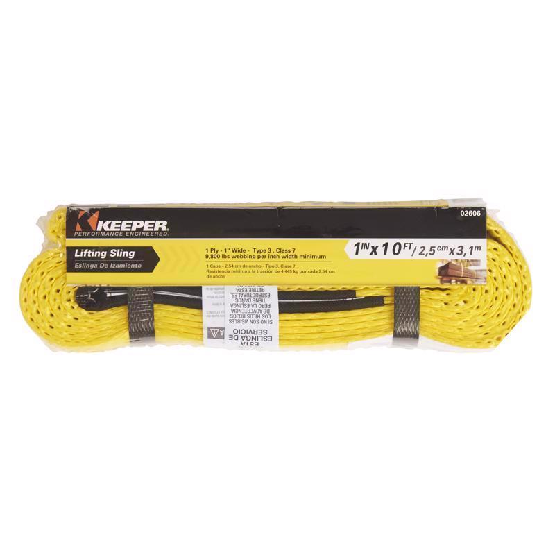 Keeper 1 in. W X 10 ft. L Black/Yellow Lifting Sling 3200 lb