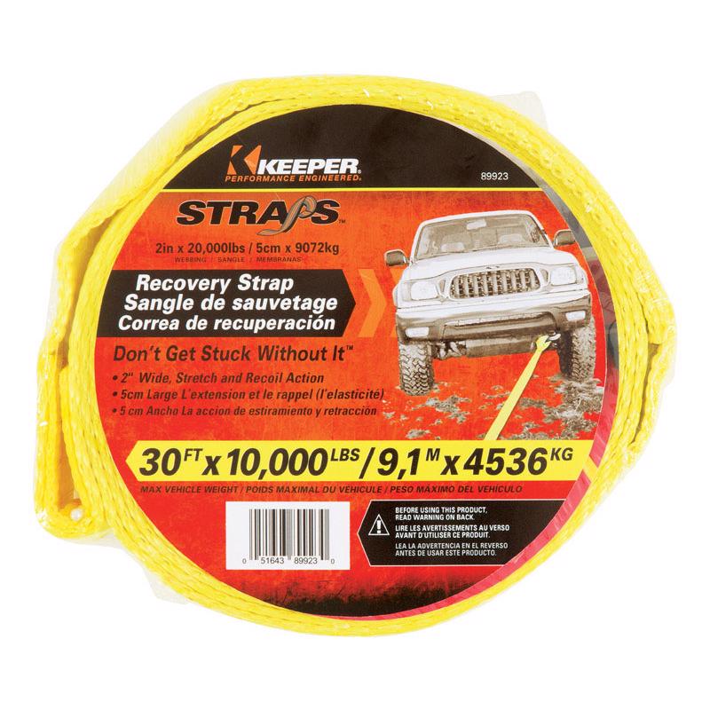 Keeper 2 in. W X 30 ft. L Yellow Vehicle Recovery Strap 10000 lb