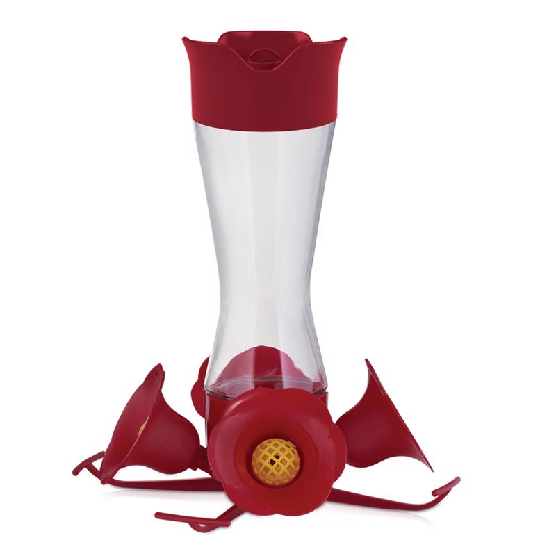 Perky-Pet Hummingbird 8 oz Glass/Plastic Pinch-Waist Nectar Bird Feeder 4 ports