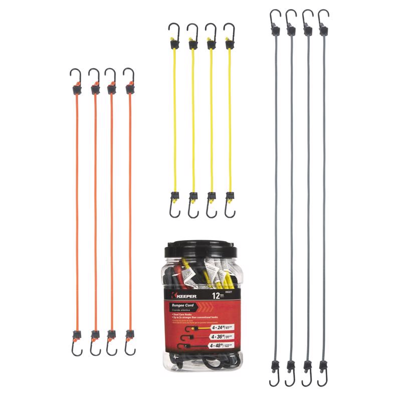 Keeper Assorted Bungee Cord Set 24 in. L X 0.315 in. 12 pk