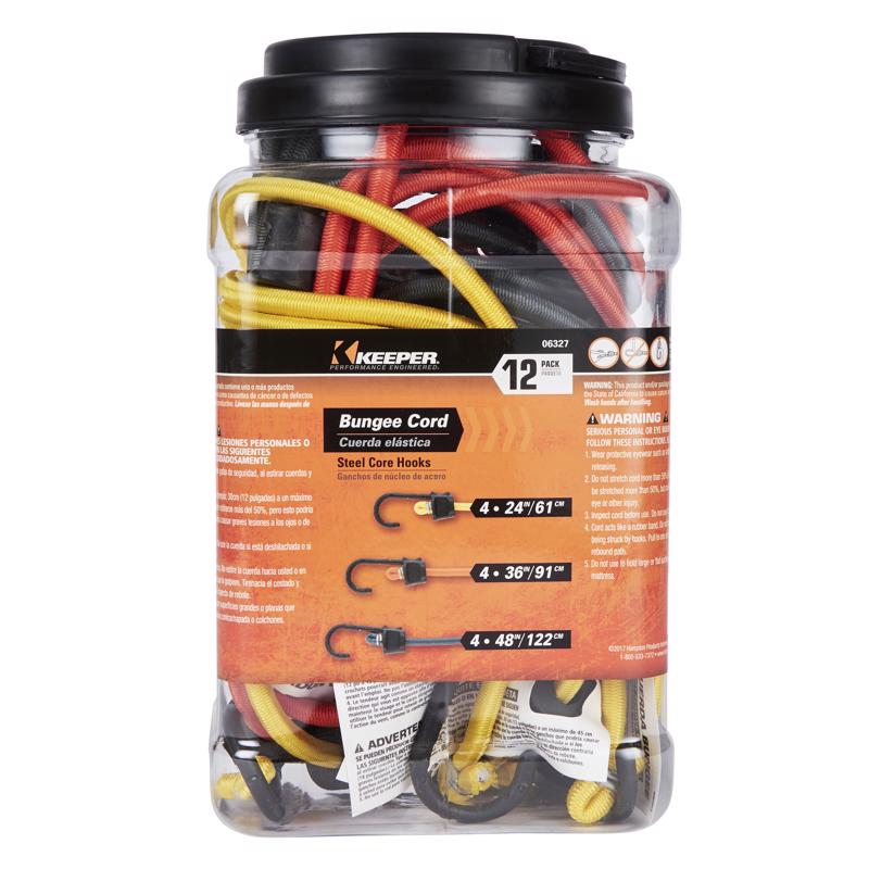 Keeper Assorted Bungee Cord Set 24 in. L X 0.315 in. 12 pk