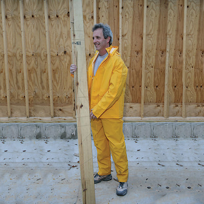 Boulder Creek Yellow PVC-Coated Rayon Three Piece Rain Suit Medium