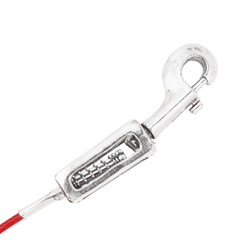 PDQ Red Tie-Out with Spring Vinyl Coated Cable Dog Tie Out Large