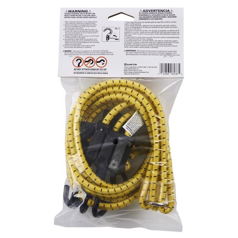 Keeper Black/Yellow Adjustable Bungee Cord 50 in. L X 0.14 in.