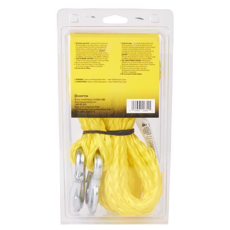 Keeper 5/8 in. W X 13 ft. L Yellow Tow Rope 3500 lb