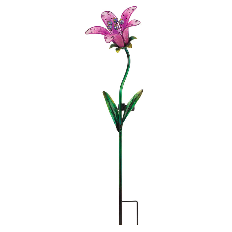 Regal Art & Gift Assorted Glass/Metal 33 in. H X 9 in. L X 7.25 in. W Tiger Lily Solar Garden Stake