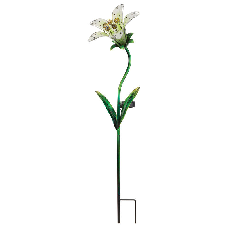 Regal Art & Gift Assorted Glass/Metal 33 in. H X 9 in. L X 7.25 in. W Tiger Lily Solar Garden Stake