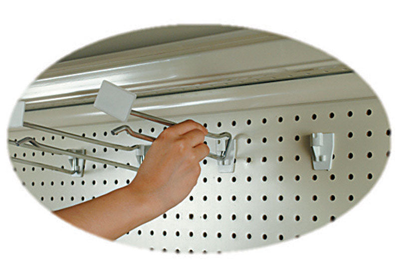 2 in. Silver Metal Peg Hook with Bin Tag Holder 100 pk