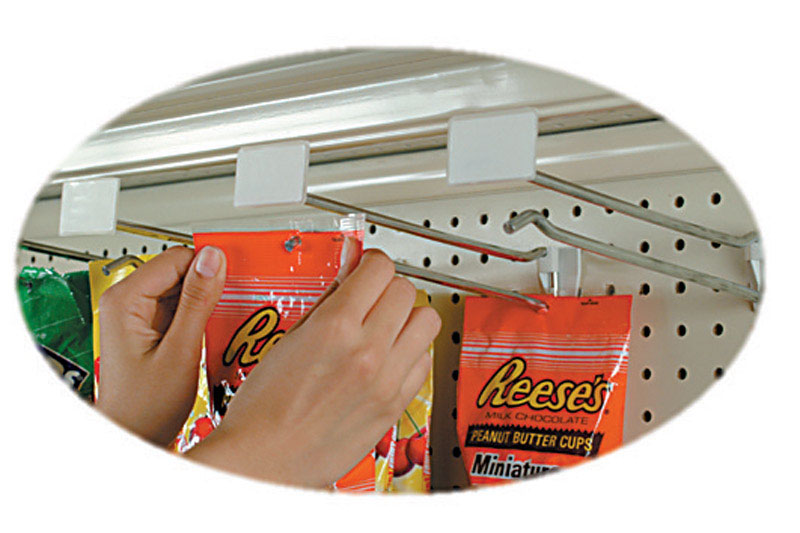 2 in. Silver Metal Peg Hook with Bin Tag Holder 100 pk