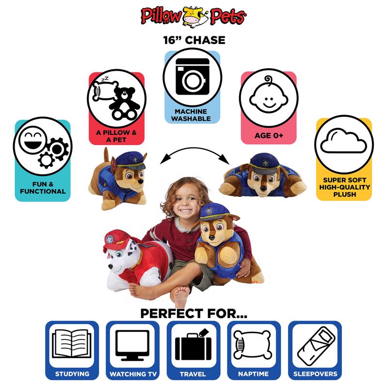 Pillow Pets Paw Patrol Chase Plush Toy Blue/Brown