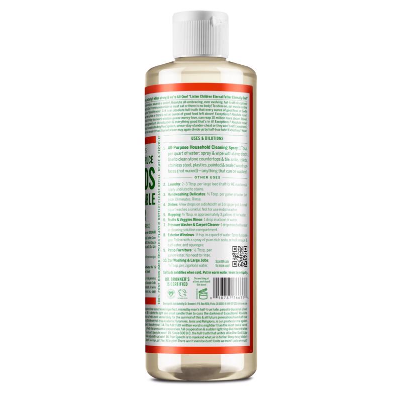Dr. Bronner's Sal Suds Pine Scent Concentrated Organic All Purpose Cleaner Liquid 16 oz