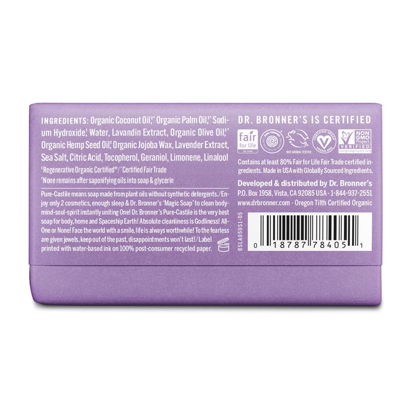 Dr. Bronner's Organic Lavender Scent Pure-Castile Bar Soap 5 oz