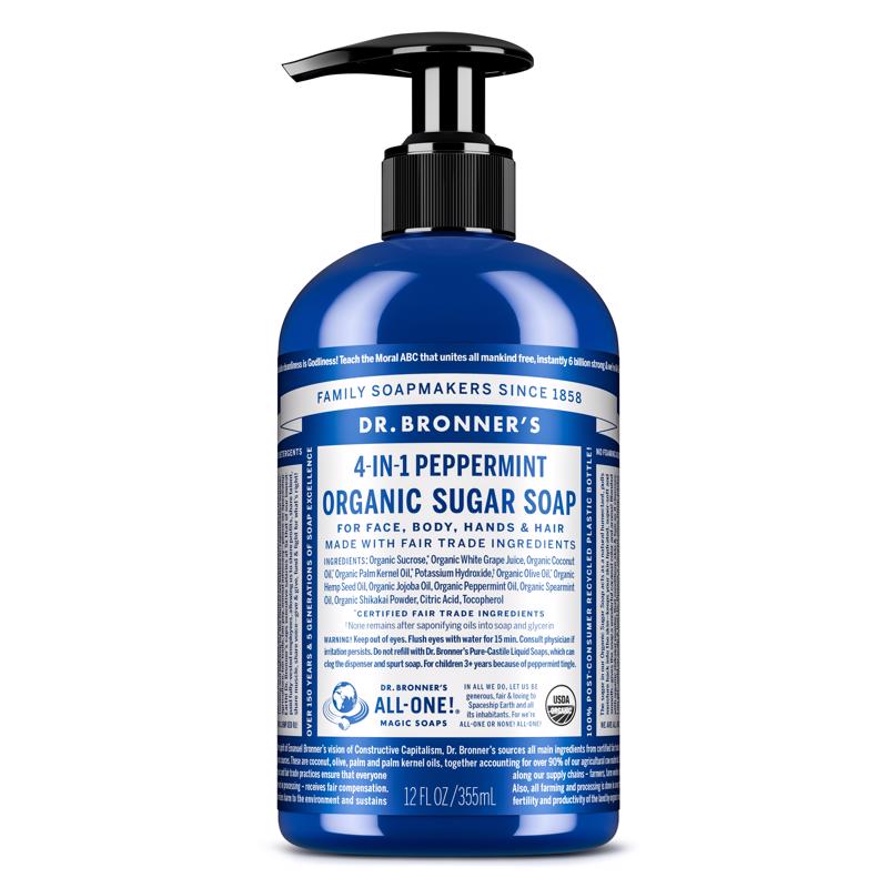 Dr. Bronner's Organic Peppermint Scent Sugar Scrub 12 oz